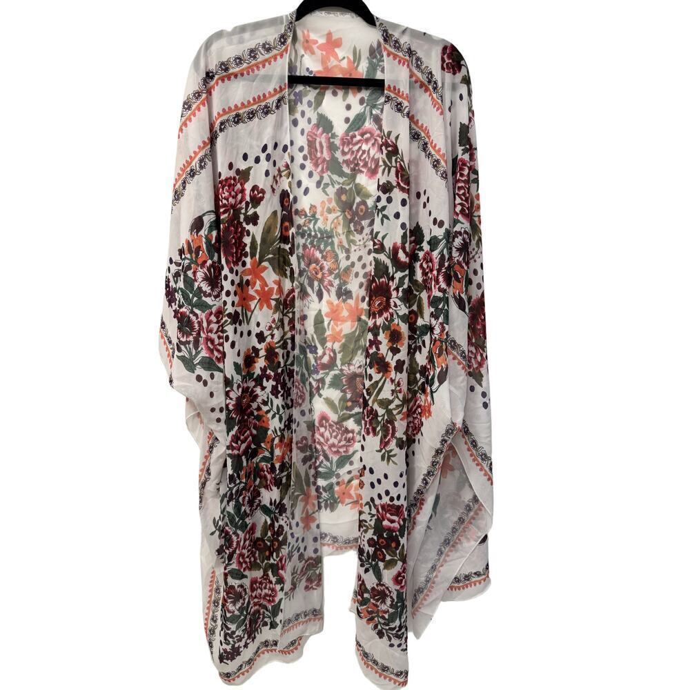 Unbranded Floral Print Boho Open Front Duster/Beach Cover Up Handkerchief Kimono